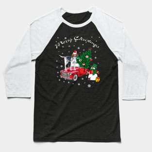 Treeing Walker Coonhound Rides Red Truck Christmas Baseball T-Shirt